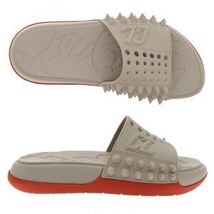 Christian Louboutin Take It Easy Slides Grey Rubber Size 12 US New